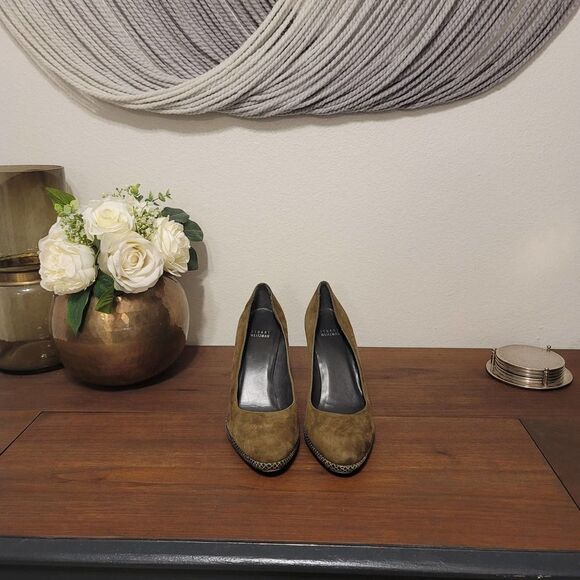 Stuart Weitzman Olive Suede Pumps Sz 9 - Picture 4 of 7